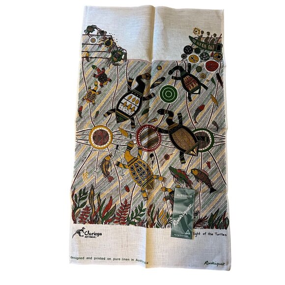 Rodriquez Churinga Australia Linen Tea Towels – Kangaroo Dreaming & Turtles - Picture 3 of 7